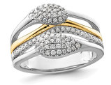 2/5 Carat (ctw) Lab-Grown Diamond Ring in 14K White and Yellow Gold
